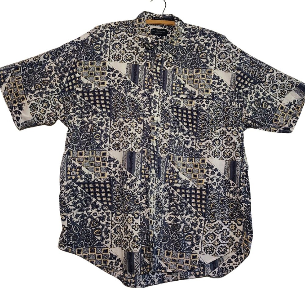 Vintage Mens Rugger by Gant Poplin Button-Down‎ Paisley Shirt XL 90s, 80s Preppy